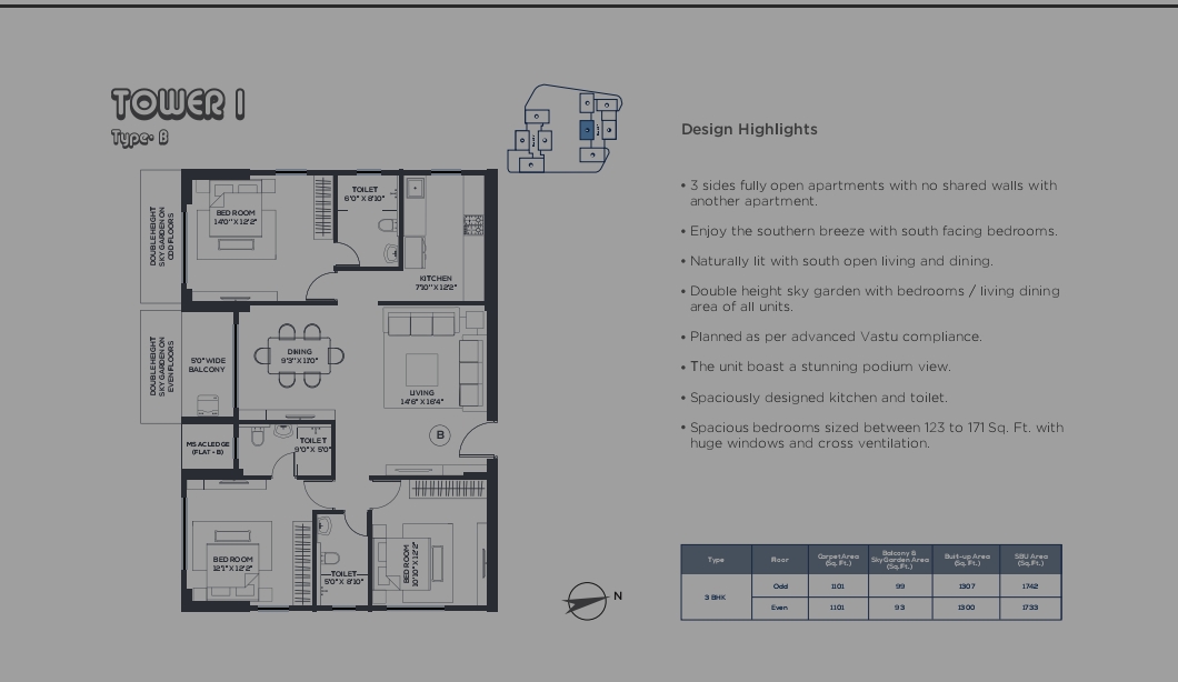 3 BHK Floor Plan